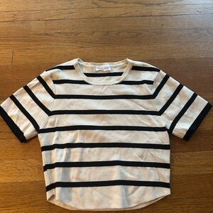 Vestique Black and Cream Striped Tee